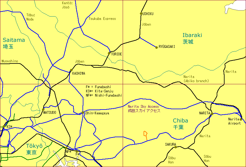 NW Chiba Railway Map