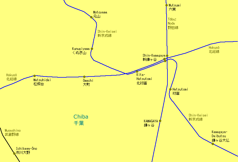 Kamagaya Railway Map
