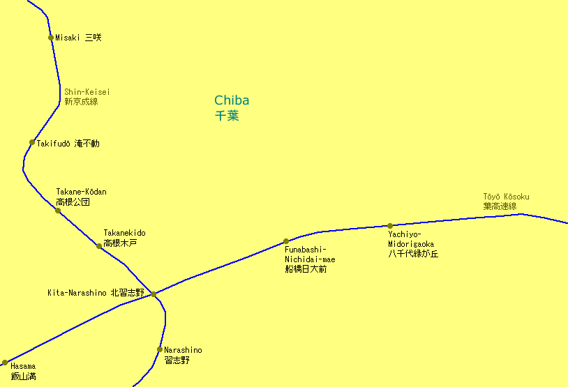 Kita-Narashino Railway Map