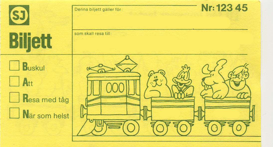 SJK Postvagnen - Arkiv 2008-2018 - Biljettpapper - Barnbiljett