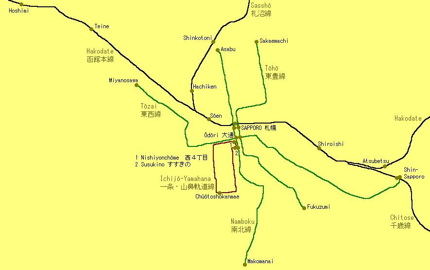 Sapporo City Railway Map