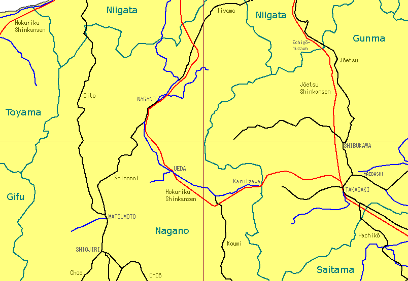 Nagano - Takasaki Railway Map