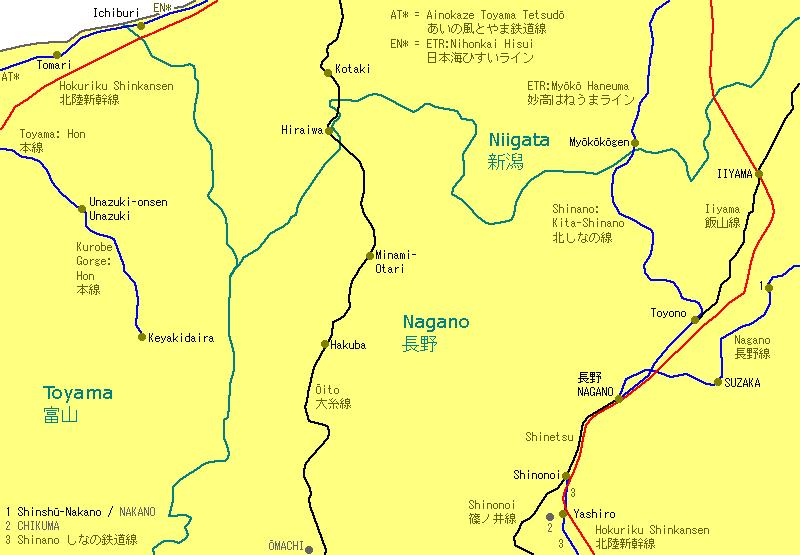 Nagano Railway Map