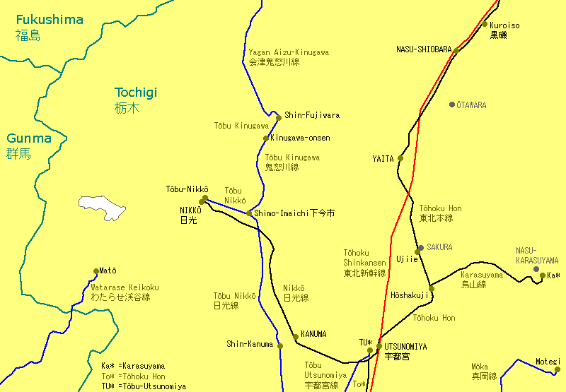 Utsunomiya Railway Map