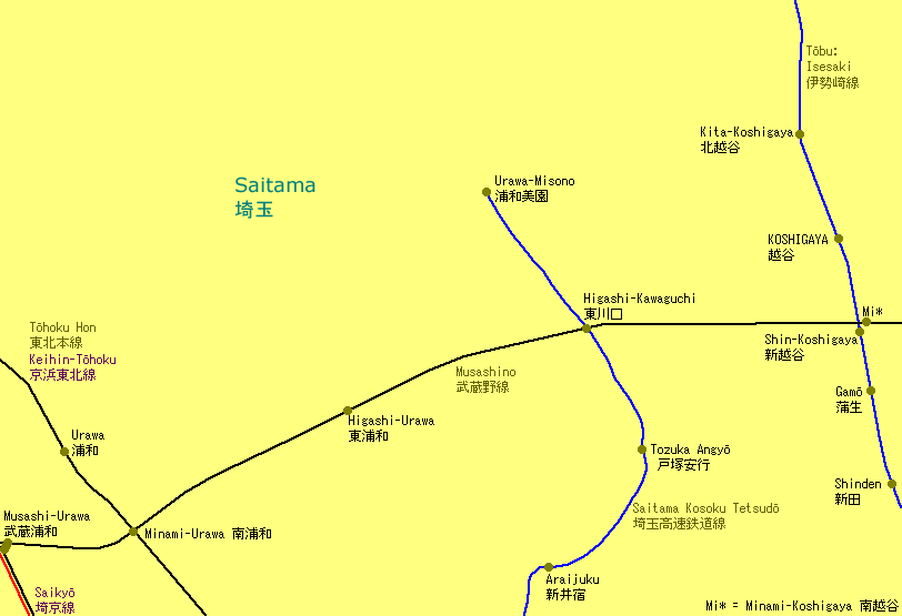 Koshigaya Railway Map