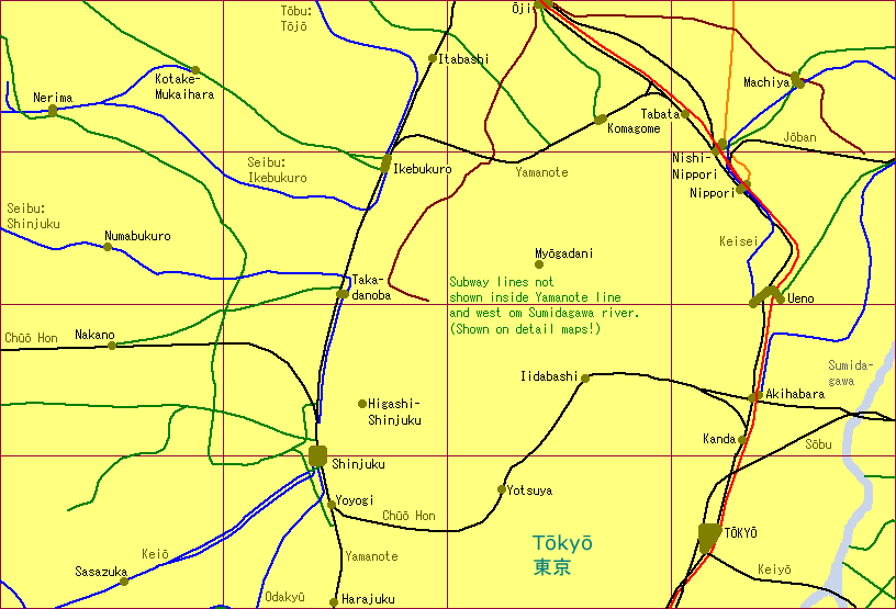 Tōkyō city N Railway Map