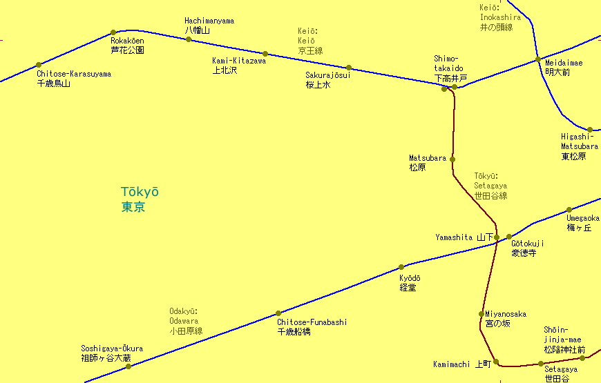 Shimotakaido Railway Map