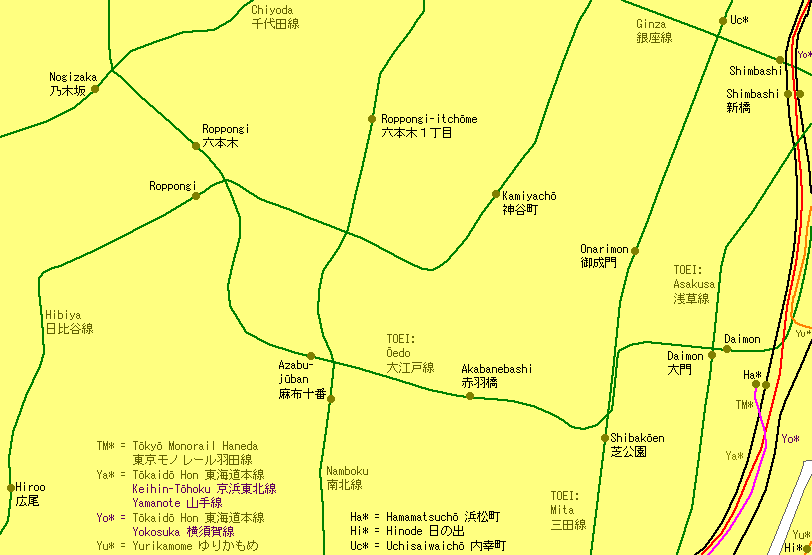 Roppongi Railway Map
