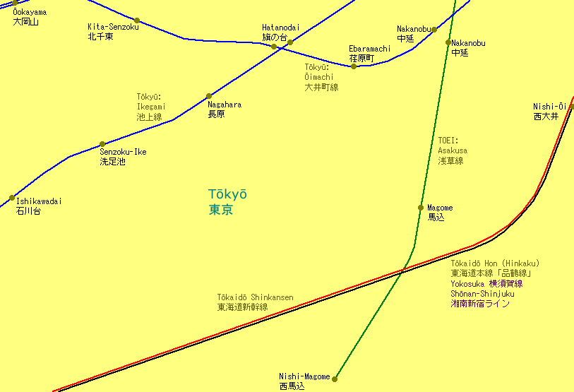 Hatanodai Railway Map