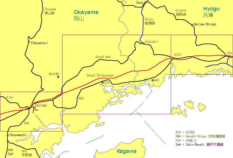 Okayama - Himeji Railway Map